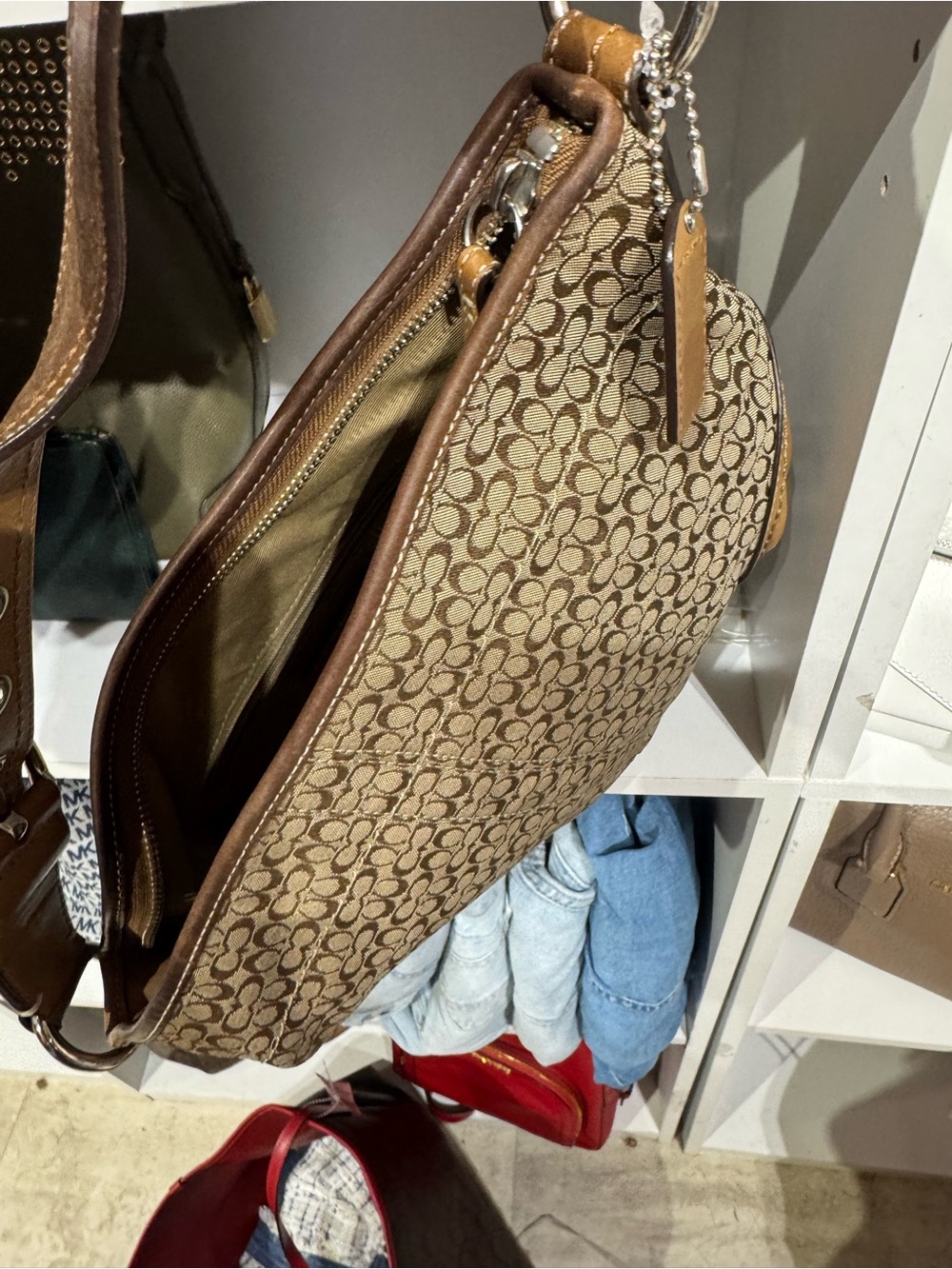 Coach soho Monogram Hobo Shoulder Bag in Brown and Tan - Picture 6 of 7